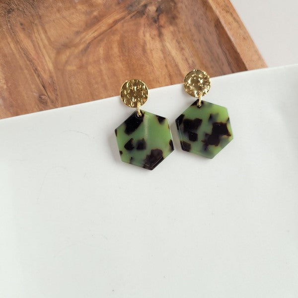 Roxy Earrings - Olive Tortoise