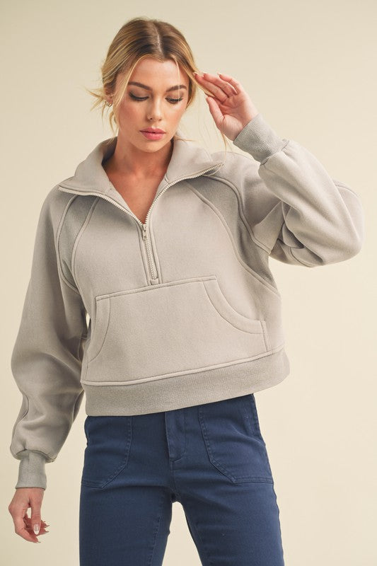 Dove Funnel Neck Half Zip