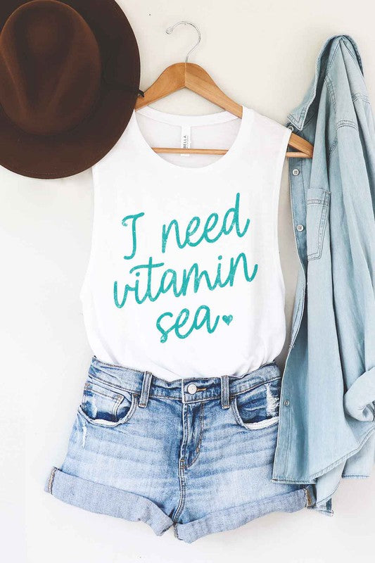 I NEED VITAMIN SEA GRAPHIC MUSCLE TANK