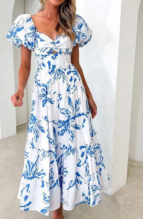 Puff sleeve maxi dress