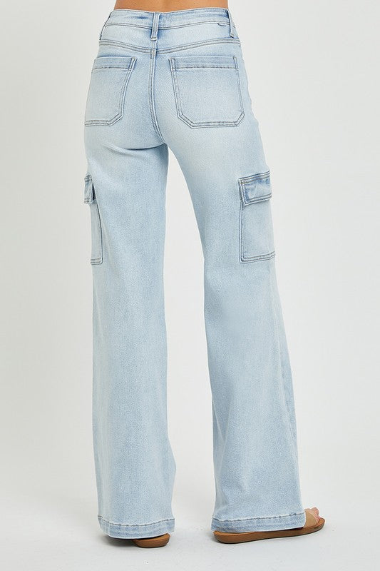 RISEN High Rise Wide Leg Cargo Jeans