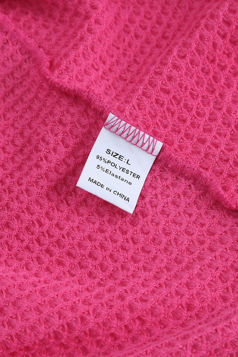 Pink Waffle Knit Button Up Casual Shirt