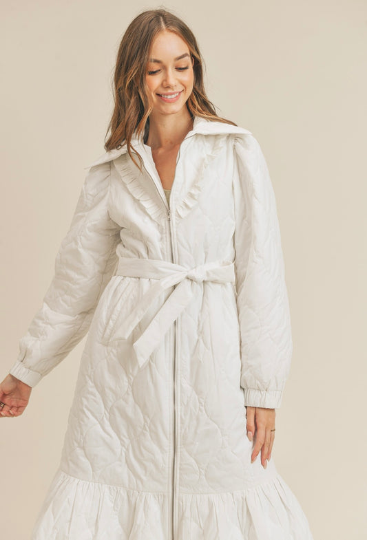 Dreaming of a White Christmas Quilted Puffer Coat