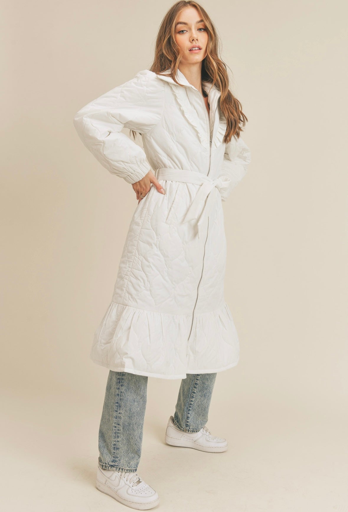 Dreaming of a White Christmas Quilted Puffer Coat