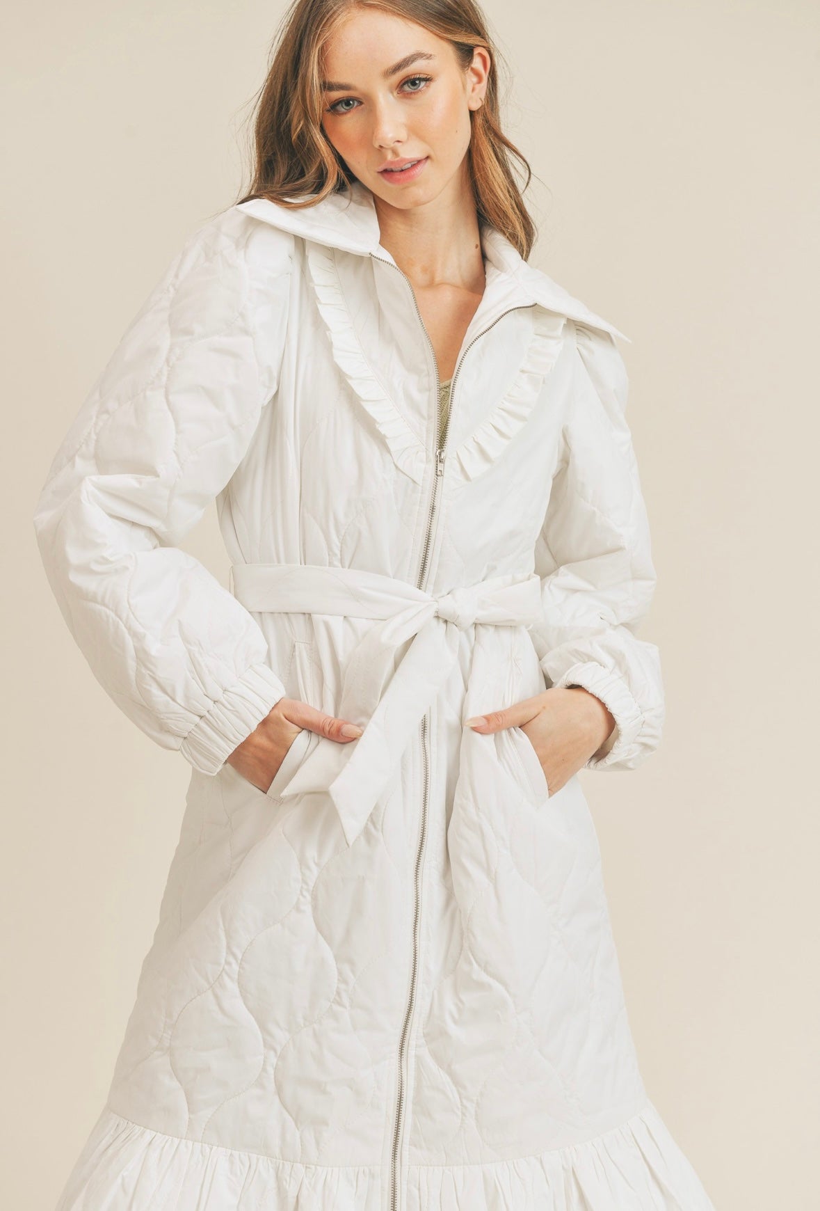 Dreaming of a White Christmas Quilted Puffer Coat