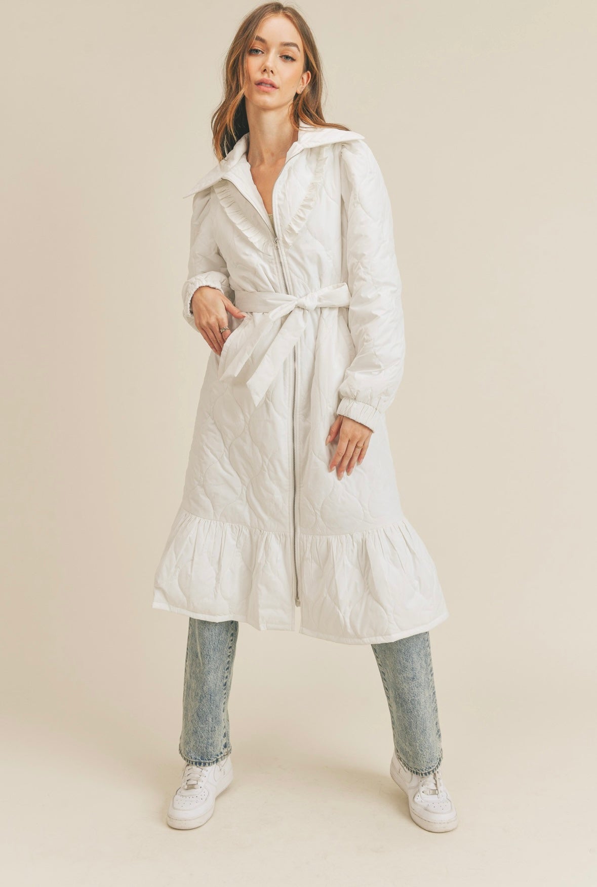 Dreaming of a White Christmas Quilted Puffer Coat