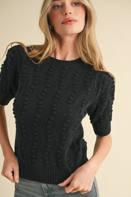 Knit short sleeve sweater