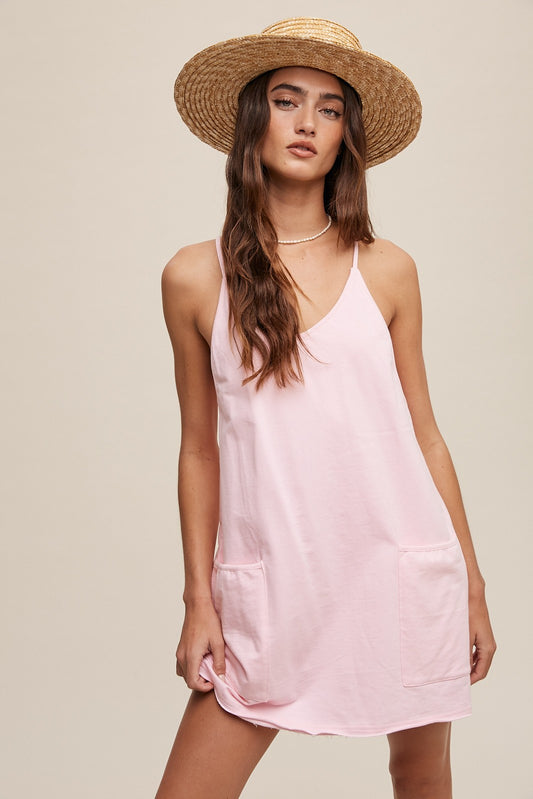 Hello Summer • Sporty mini dress with built in romper • Light Pink