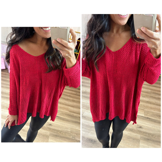 Loose Fit Red Sweater