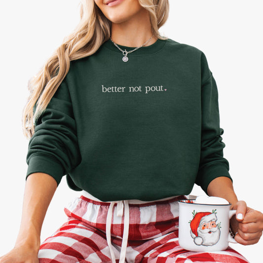 Embroidered Christmas Crewneck Sweatshirts Holiday Sweaters : Forest Green / Medium