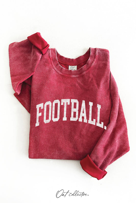 FOOTBALL Thermal Vintage Pullover: WASHED CRANBERRY / XL