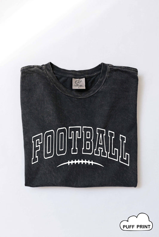 FOOTBALL Puff Graphic Mineral Washed Graphic Top: MINERAL BLACK / L