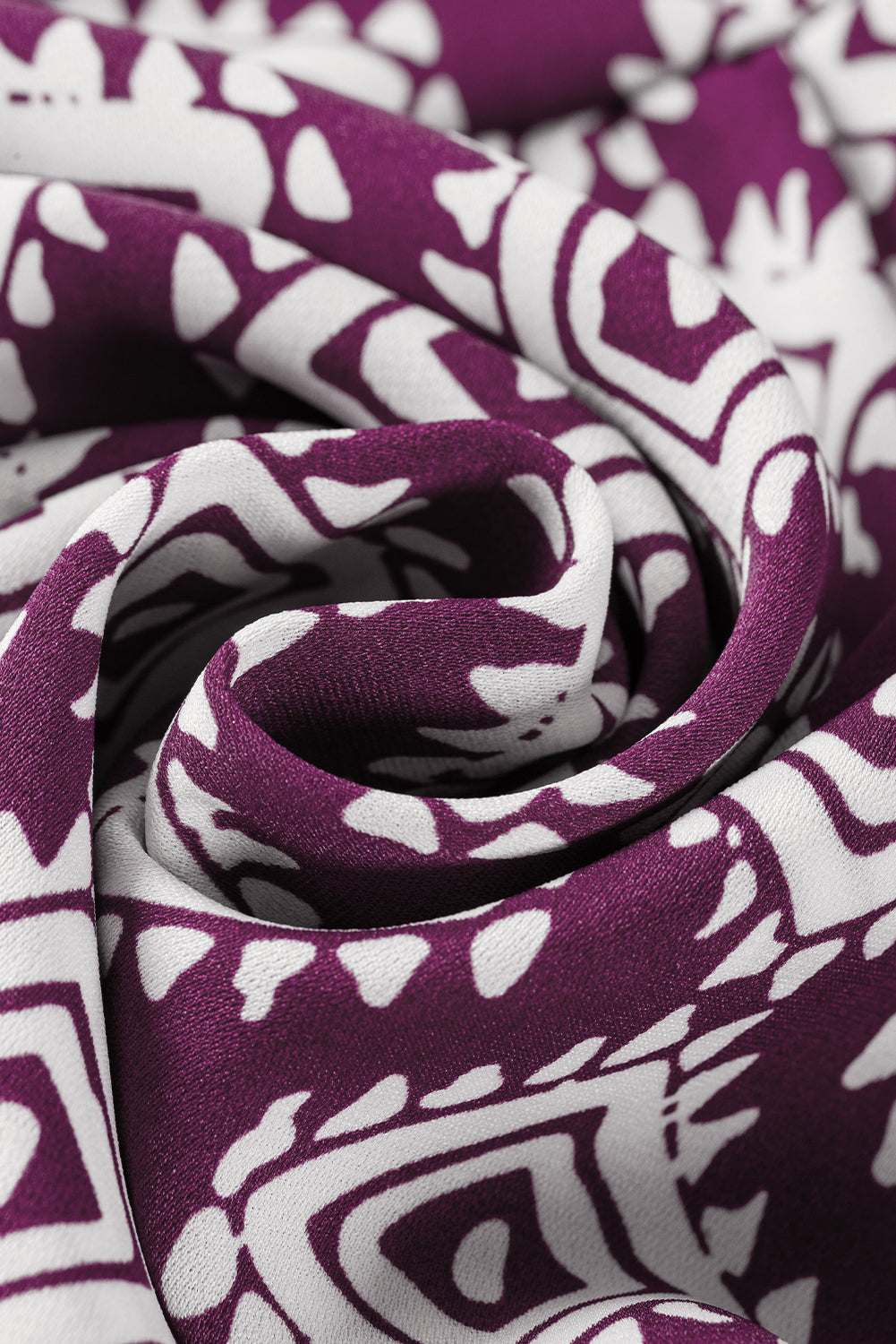 Purple Western Geometric Print Knotted Straps V Neck Long Dress